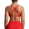 imageAoxjox Womens Workout Sienna Crossback Sports Bras Fitness Low Impact Bra Yoga Crop TankRacing Red