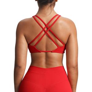 imageAoxjox Womens Workout Sienna Crossback Sports Bras Fitness Low Impact Bra Yoga Crop TankRacing Red