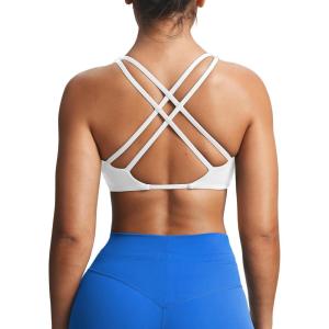 imageAoxjox Womens Workout Sienna Crossback Sports Bras Fitness Low Impact Bra Yoga Crop TankWhite