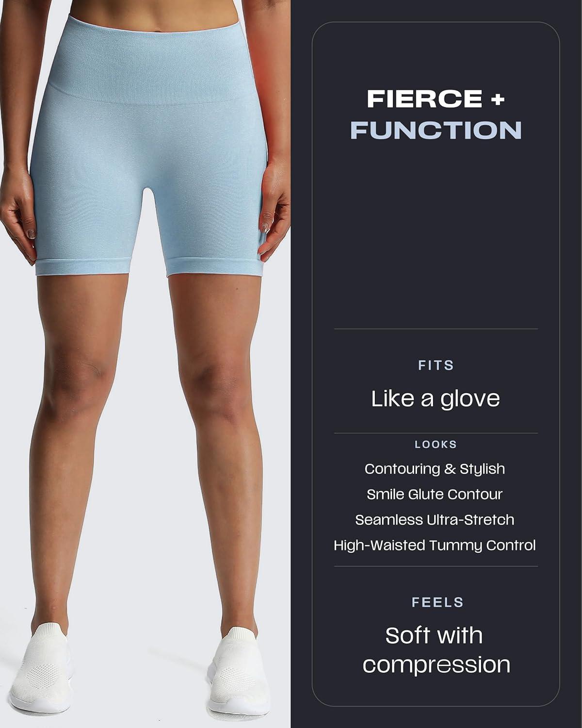 imageAoxjox Booty Contour Seamless Workout Biker Shorts for Women Tummy Control High Waisted Athletic Running Yoga Short 5quotKentucky Blue Marl