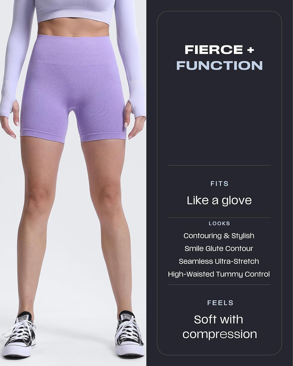 imageAoxjox Booty Contour Seamless Workout Biker Shorts for Women Tummy Control High Waisted Athletic Running Yoga Short 5quotLilac Marl Not Squat Proof But Cute