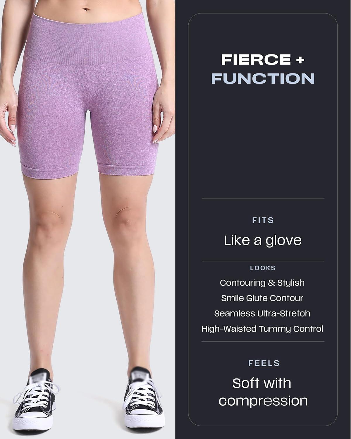 imageAoxjox Booty Contour Seamless Workout Biker Shorts for Women Tummy Control High Waisted Athletic Running Yoga Short 5quotLupine Marl