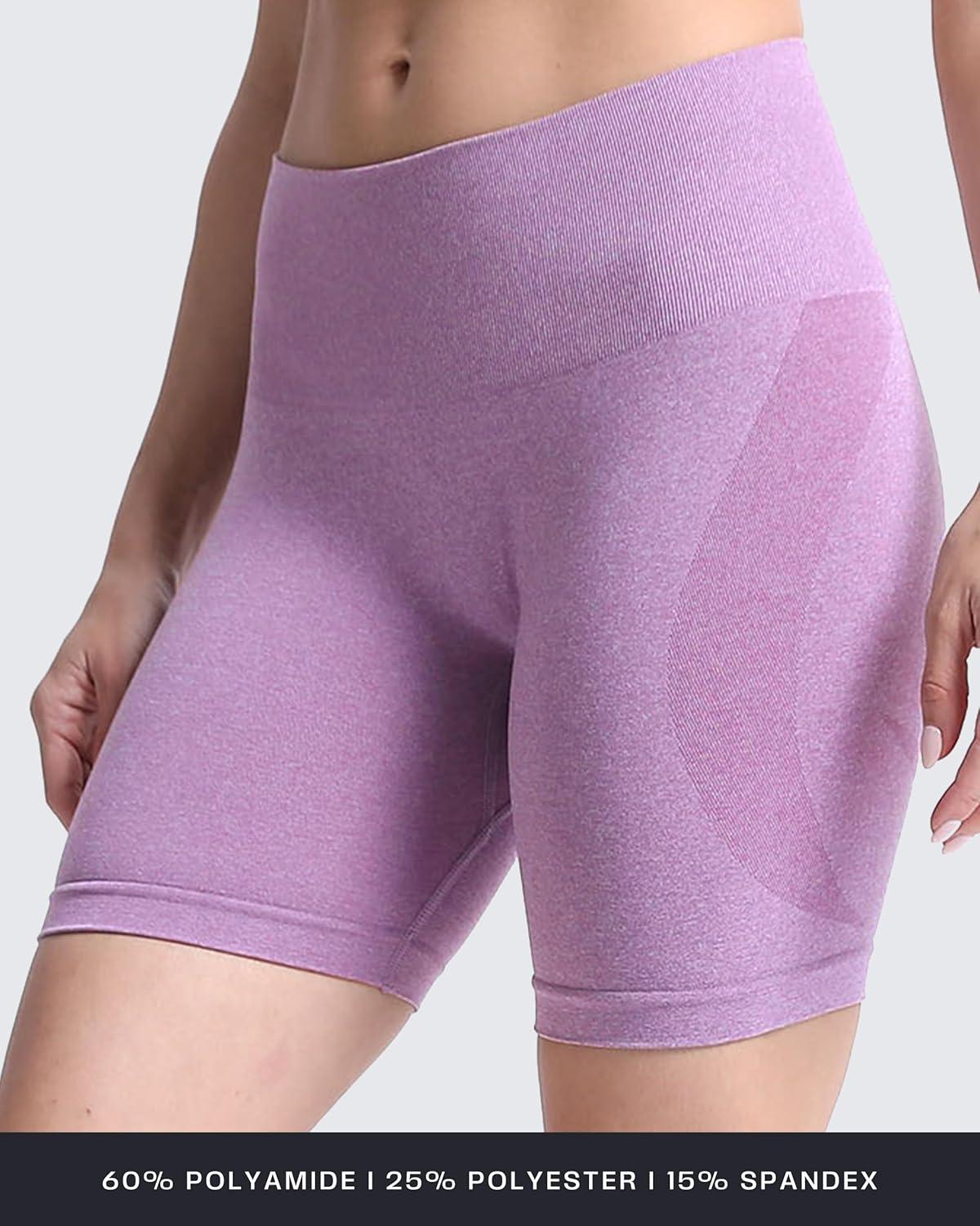 imageAoxjox Booty Contour Seamless Workout Biker Shorts for Women Tummy Control High Waisted Athletic Running Yoga Short 5quotLupine Marl