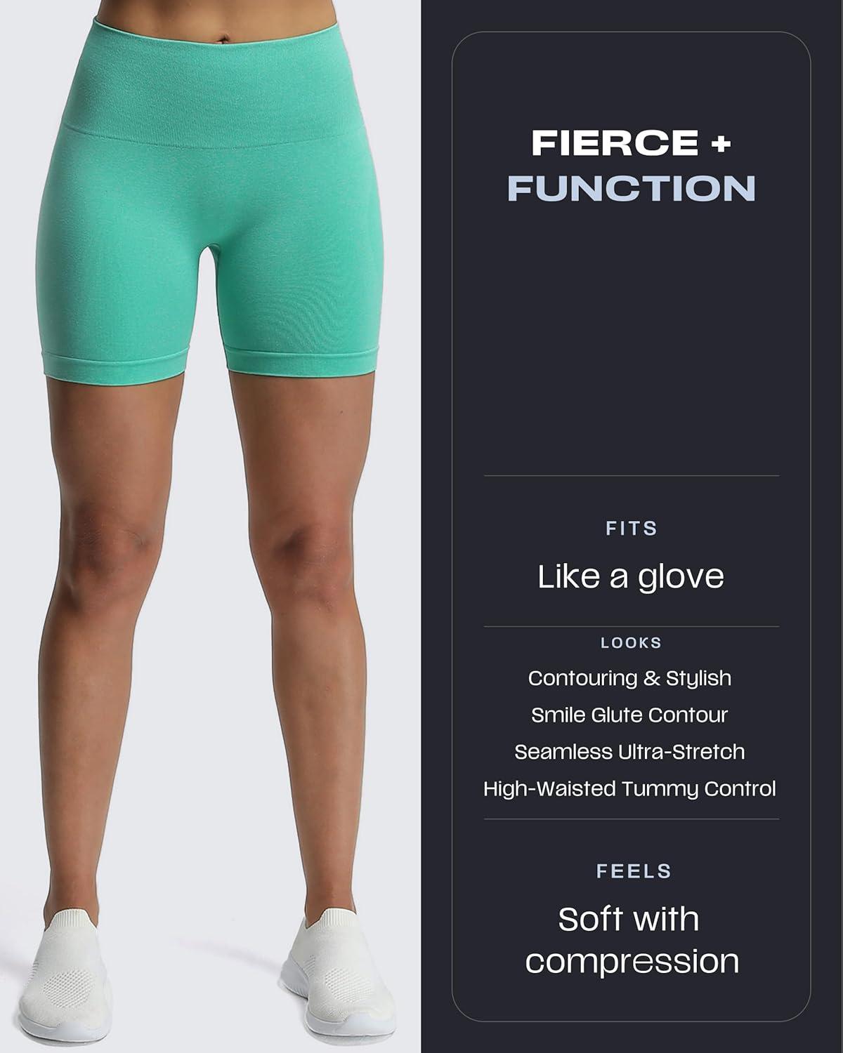 imageAoxjox Booty Contour Seamless Workout Biker Shorts for Women Tummy Control High Waisted Athletic Running Yoga Short 5quotMint Leaf Marl