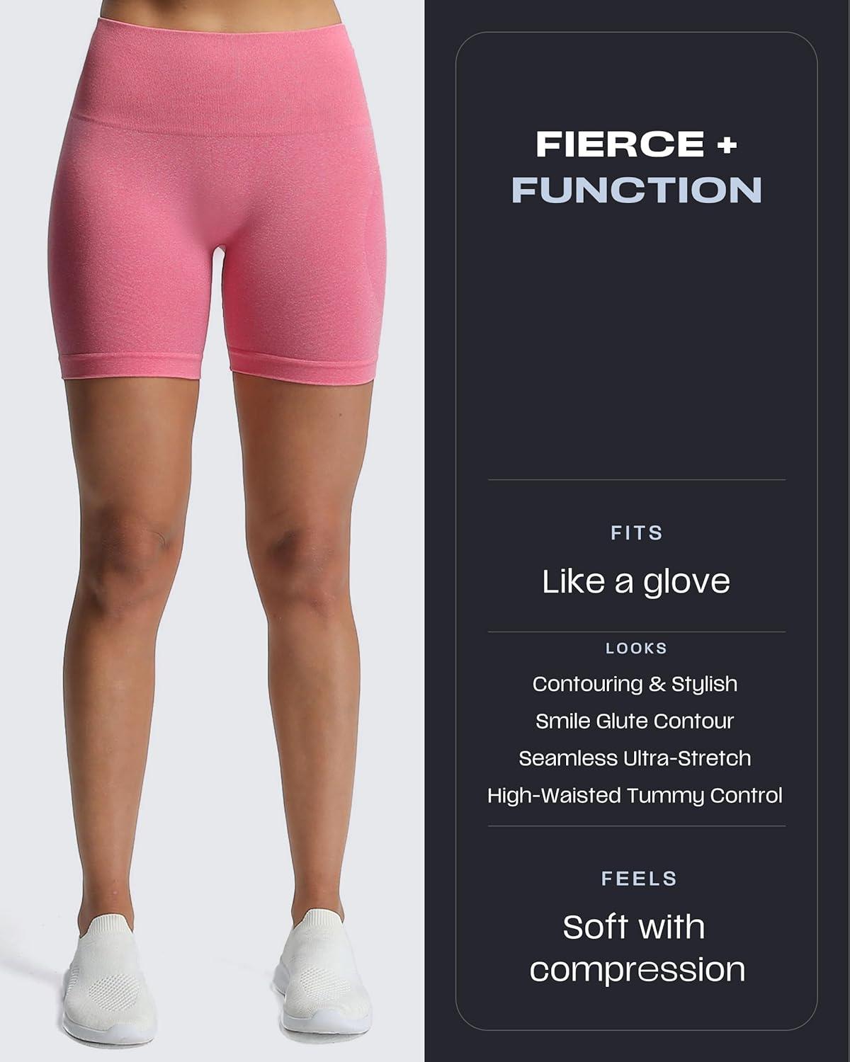 imageAoxjox Booty Contour Seamless Workout Biker Shorts for Women Tummy Control High Waisted Athletic Running Yoga Short 5quotPink Cosmos Marl