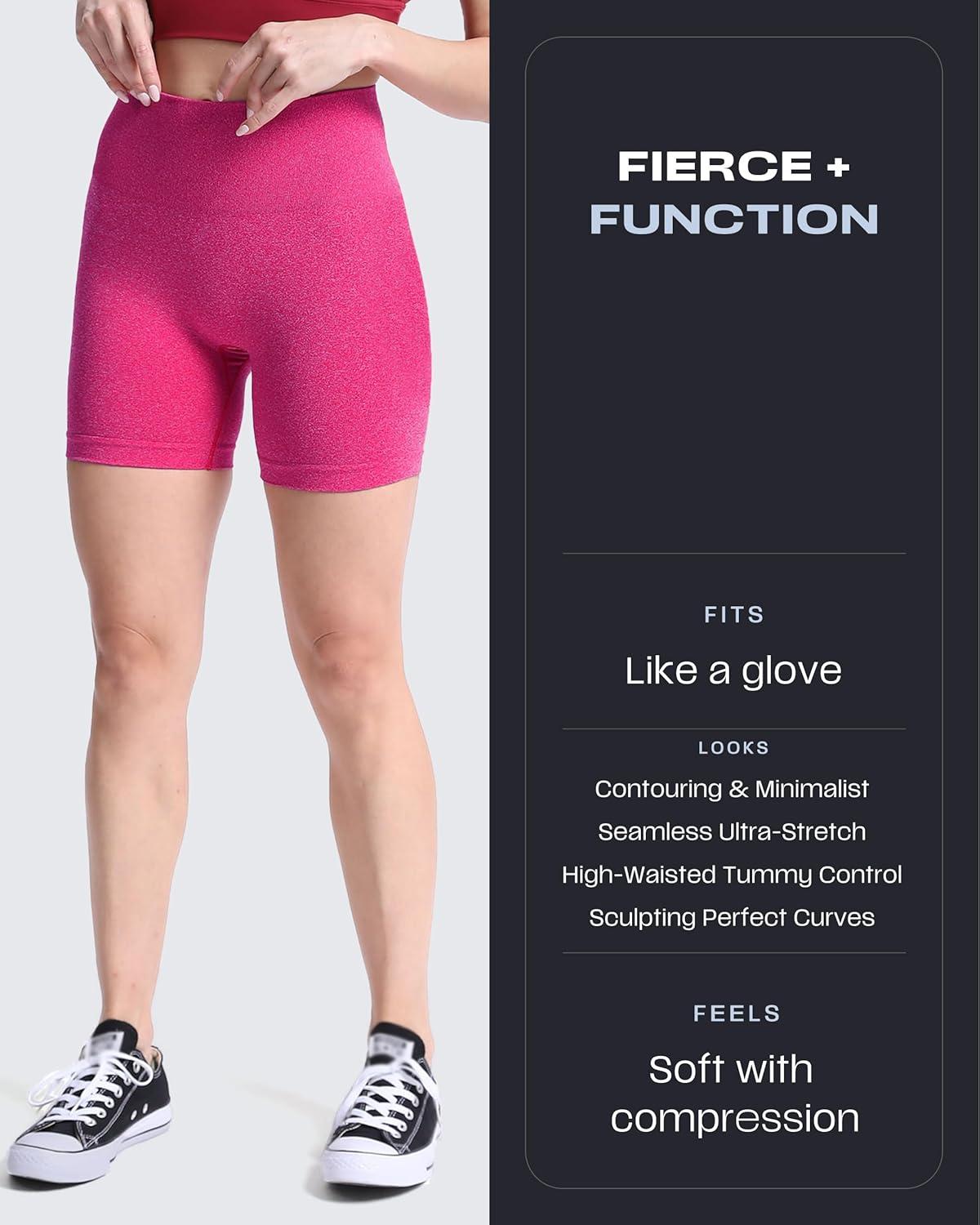imageAoxjox Booty Contour Seamless Workout Biker Shorts for Women Tummy Control High Waisted Athletic Running Yoga Short 5quotRose Red Marl  Pro Shorts Not Squat Proof But Cute