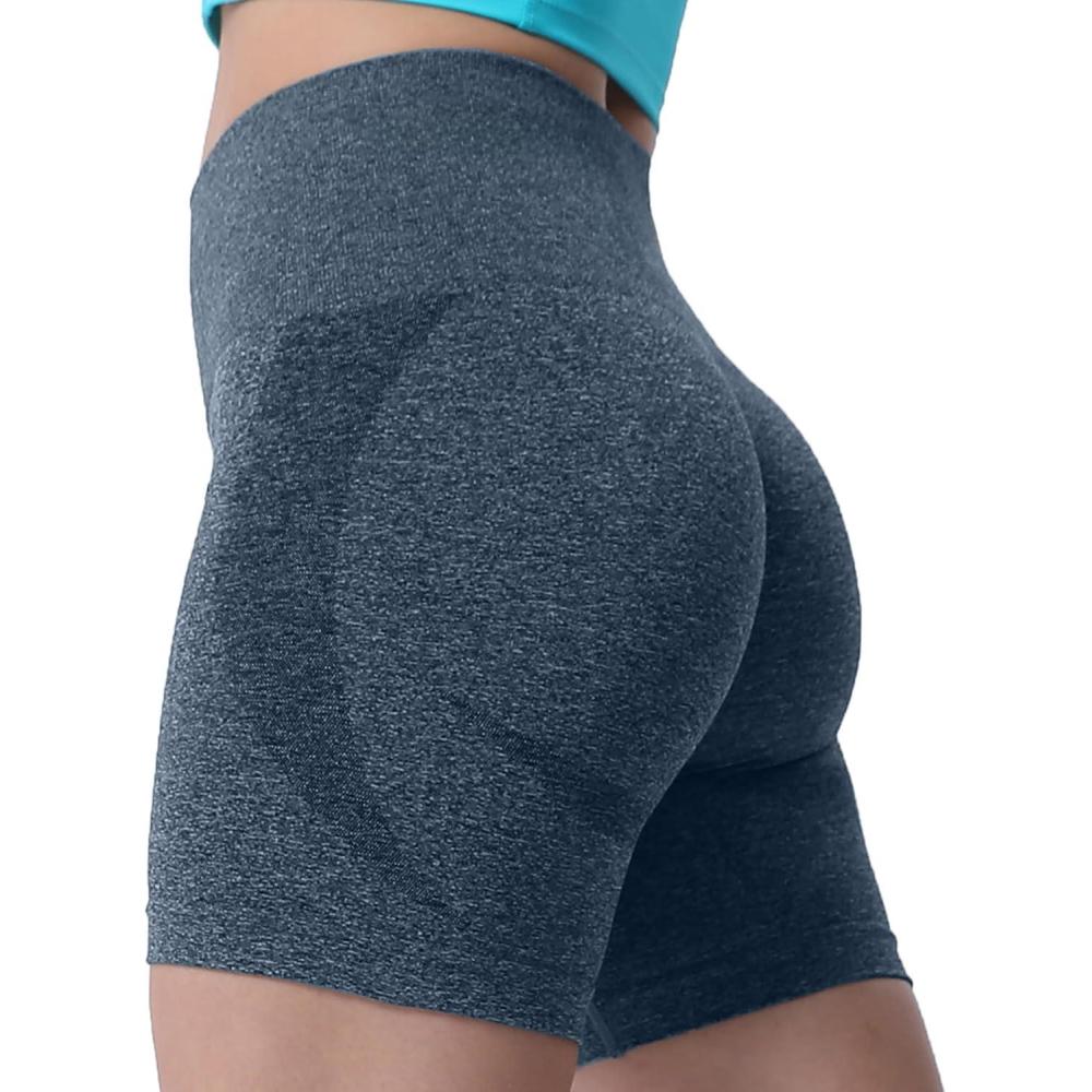 imageAoxjox Booty Contour Seamless Workout Biker Shorts for Women Tummy Control High Waisted Athletic Running Yoga Short 5quotDeep Teal Marl