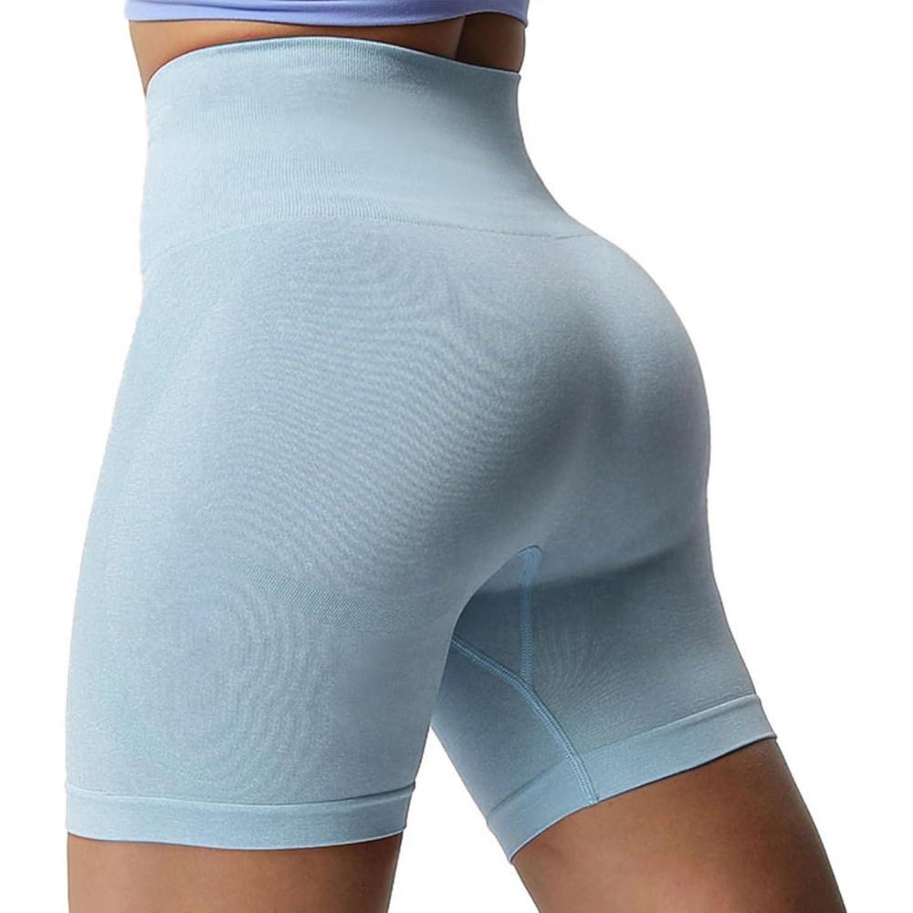 imageAoxjox Booty Contour Seamless Workout Biker Shorts for Women Tummy Control High Waisted Athletic Running Yoga Short 5quotKentucky Blue Marl