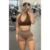 imageAoxjox Booty Contour Seamless Workout Biker Shorts for Women Tummy Control High Waisted Athletic Running Yoga Short 5quotBeaver Marl
