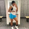 imageAoxjox Booty Contour Seamless Workout Biker Shorts for Women Tummy Control High Waisted Athletic Running Yoga Short 5quotBlue Jewel Marl