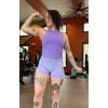 imageAoxjox Booty Contour Seamless Workout Biker Shorts for Women Tummy Control High Waisted Athletic Running Yoga Short 5quotLilac Marl Not Squat Proof But Cute
