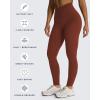 imageAoxjox High Waisted Workout Leggings for Women Hidden Scrunch V Waist Front Illusion Ruched Athletic Yoga Pants 26quotCherry Mahogany