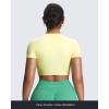 imageAoxjox Short Sleeve Crop Tops for Women Classic Longline Baby Tee Workout T Shirt TopPastel Yellow