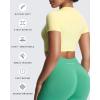 imageAoxjox Short Sleeve Crop Tops for Women Classic Longline Baby Tee Workout T Shirt TopPastel Yellow