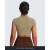 imageAoxjox Short Sleeve Crop Tops for Women Classic Longline Baby Tee Workout T Shirt TopTaupe