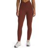 imageAoxjox High Waisted Workout Leggings for Women Hidden Scrunch V Waist Front Illusion Ruched Athletic Yoga Pants 26quotCherry Mahogany