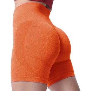 imageAoxjox Booty Contour Seamless Workout Biker Shorts for Women Tummy Control High Waisted Athletic Running Yoga Short 5quotA Burnt Orange Marl Not Squat Proof But Cute