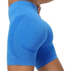 imageAoxjox Booty Contour Seamless Workout Biker Shorts for Women Tummy Control High Waisted Athletic Running Yoga Short 5quotA Directoire Blue Marl