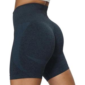 imageAoxjox Booty Contour Seamless Workout Biker Shorts for Women Tummy Control High Waisted Athletic Running Yoga Short 5quotA Navy Marl