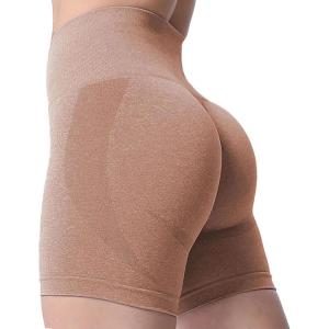 imageAoxjox Booty Contour Seamless Workout Biker Shorts for Women Tummy Control High Waisted Athletic Running Yoga Short 5quotBeaver Marl