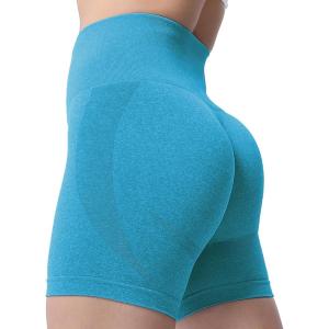 imageAoxjox Booty Contour Seamless Workout Biker Shorts for Women Tummy Control High Waisted Athletic Running Yoga Short 5quotBlue Jewel Marl