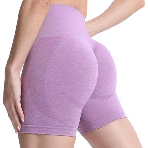 imageAoxjox Booty Contour Seamless Workout Biker Shorts for Women Tummy Control High Waisted Athletic Running Yoga Short 5quotLupine Marl