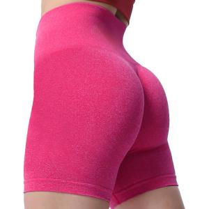 imageAoxjox Booty Contour Seamless Workout Biker Shorts for Women Tummy Control High Waisted Athletic Running Yoga Short 5quotRose Red Marl  Pro Shorts Not Squat Proof But Cute