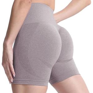 imageAoxjox Booty Contour Seamless Workout Biker Shorts for Women Tummy Control High Waisted Athletic Running Yoga Short 5quotSatellite Marl