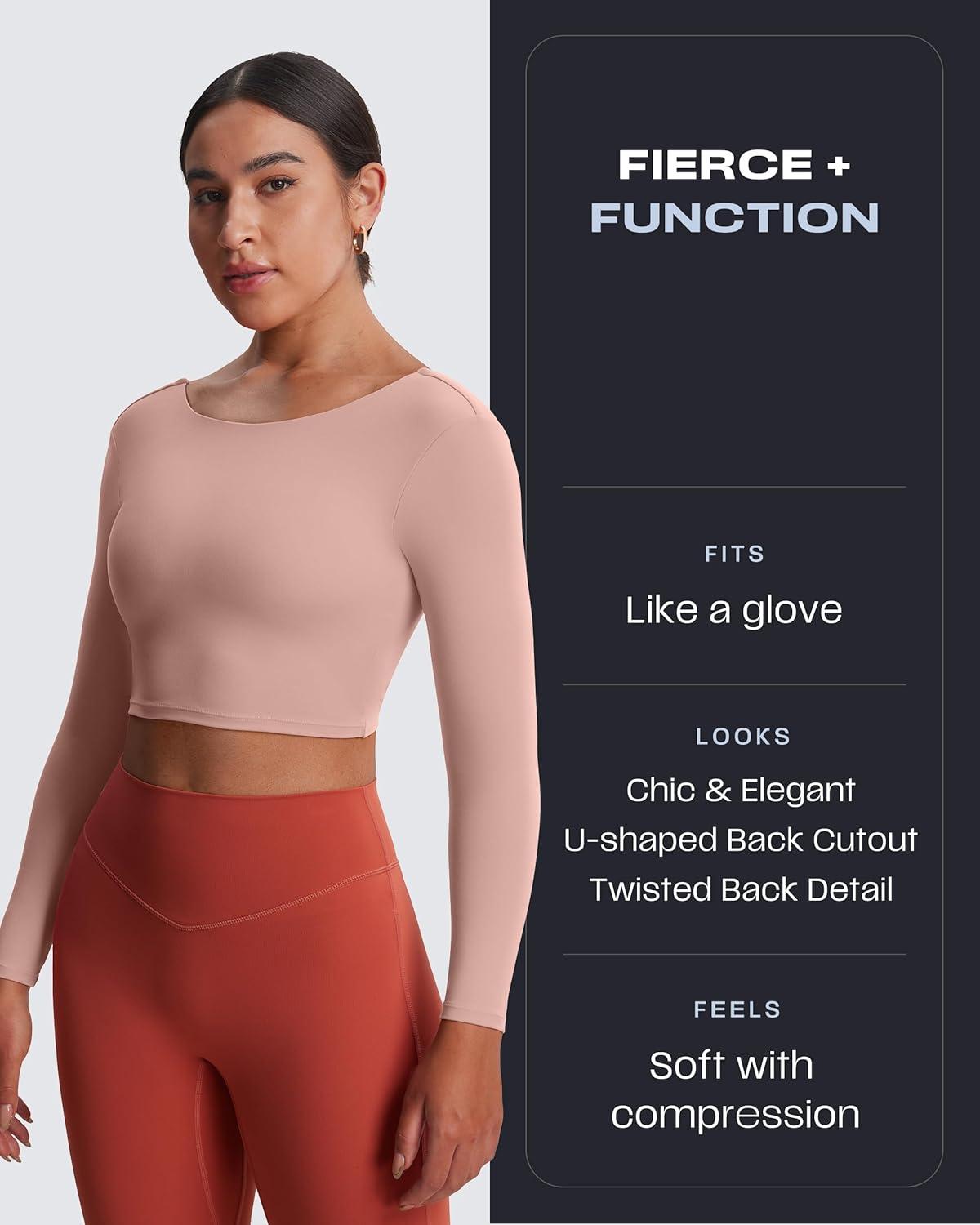 imageAoxjox Long Sleeve Crop Tops for Women Emma Twist Back Workout Cropped T Shirt TopWoodrose