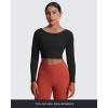 imageAoxjox Long Sleeve Crop Tops for Women Emma Twist Back Workout Cropped T Shirt TopBlack