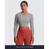 imageAoxjox Long Sleeve Crop Tops for Women Emma Twist Back Workout Cropped T Shirt TopGrey