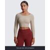 imageAoxjox Long Sleeve Crop Tops for Women Emma Twist Back Workout Cropped T Shirt TopMink