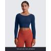 imageAoxjox Long Sleeve Crop Tops for Women Emma Twist Back Workout Cropped T Shirt TopNavy