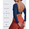 imageAoxjox Long Sleeve Crop Tops for Women Emma Twist Back Workout Cropped T Shirt TopNavy