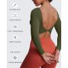 imageAoxjox Long Sleeve Crop Tops for Women Emma Twist Back Workout Cropped T Shirt TopOlive Green