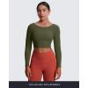 imageAoxjox Long Sleeve Crop Tops for Women Emma Twist Back Workout Cropped T Shirt TopOlive Green