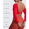 imageAoxjox Long Sleeve Crop Tops for Women Emma Twist Back Workout Cropped T Shirt TopRacing Red