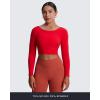 imageAoxjox Long Sleeve Crop Tops for Women Emma Twist Back Workout Cropped T Shirt TopRacing Red