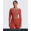 imageAoxjox Long Sleeve Crop Tops for Women Emma Twist Back Workout Cropped T Shirt TopRust Red