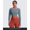imageAoxjox Long Sleeve Crop Tops for Women Emma Twist Back Workout Cropped T Shirt TopSteel Blue