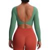 imageAoxjox Long Sleeve Crop Tops for Women Emma Twist Back Workout Cropped T Shirt TopSage Green