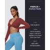imageAoxjox Long Sleeve Deep V Crop Tops for Women Sienna Open Back Thumb Hole Workout Cropped T Shirt TopBurgundy