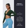 imageAoxjox Long Sleeve Deep V Crop Tops for Women Sienna Open Back Thumb Hole Workout Cropped T Shirt TopForest Green