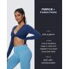 imageAoxjox Long Sleeve Deep V Crop Tops for Women Sienna Open Back Thumb Hole Workout Cropped T Shirt TopNavy