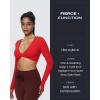 imageAoxjox Long Sleeve Deep V Crop Tops for Women Sienna Open Back Thumb Hole Workout Cropped T Shirt TopRacing Red