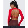 imageAoxjox Long Sleeve Deep V Crop Tops for Women Sienna Open Back Thumb Hole Workout Cropped T Shirt TopRacing Red