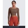 imageAoxjox Long Sleeve Crop Tops for Women Emma Twist Back Workout Cropped T Shirt TopFudge Coffee