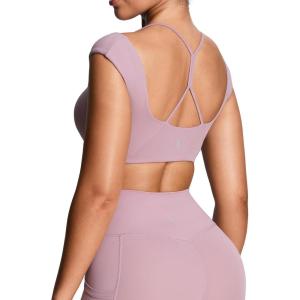imageAoxjox Womens Workout Sports Bras Luxeyoga Fitness Scrunch Bra Yoga Crop TankMauve