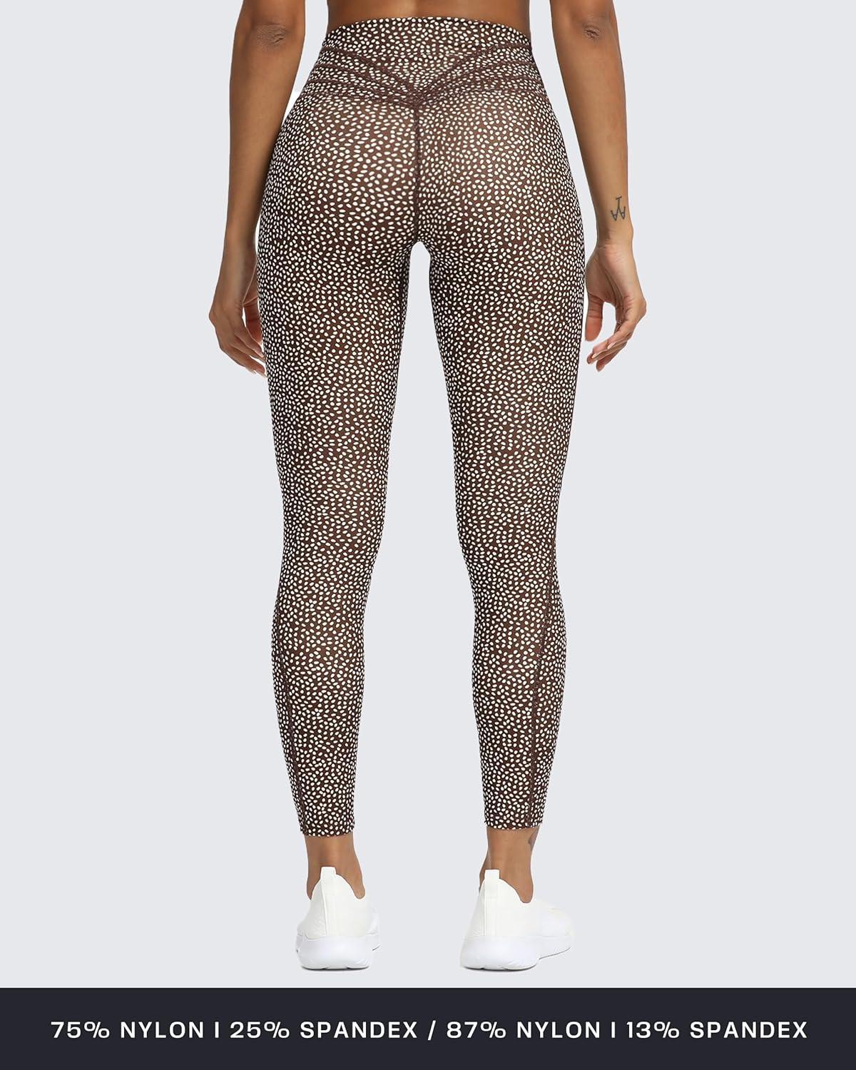 imageAoxjox High Waisted Workout Leggings for Women Trinity Yoga Pants 265quotA Coffee Dot Print