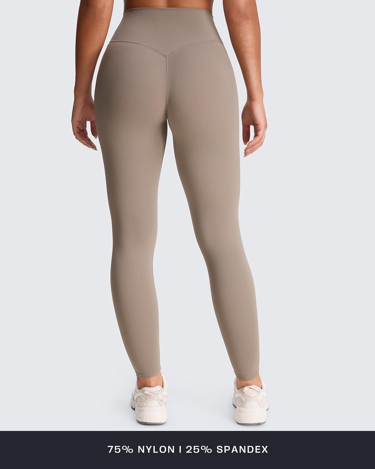 imageAoxjox High Waisted Workout Leggings for Women Tummy Control Buttery Soft Yoga Metamorph Deep V Pants 26quotDriftwood Run Small size Up